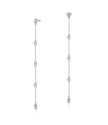 CZ Drop with Chain Silver Earring STC-2162